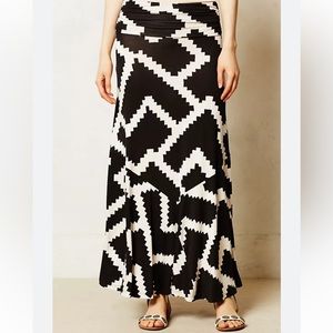 Anthropologie Maeve Ardennes Maxi Skirt Black & White XXS